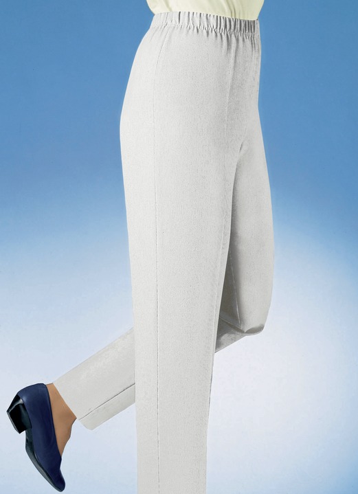 Broeken met elastische band - Slip-on broeken in 29 kleuren, in Größe 019 bis 245, in Farbe ECRU Ansicht 1