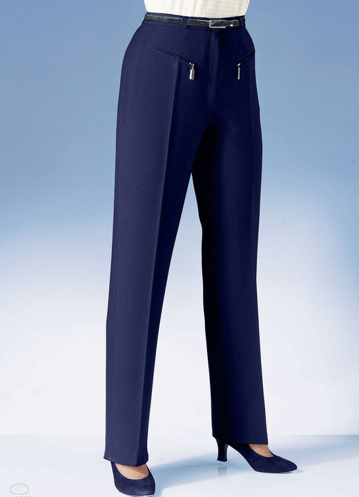 Broek met knoop- en ritssluiting - Broek met paspelzakken met ritssluiting Broek met knoop- en ritssluiting - Broek met paspelzakken met ritssluiting, in Größe 018 bis 088, in Farbe MARINE