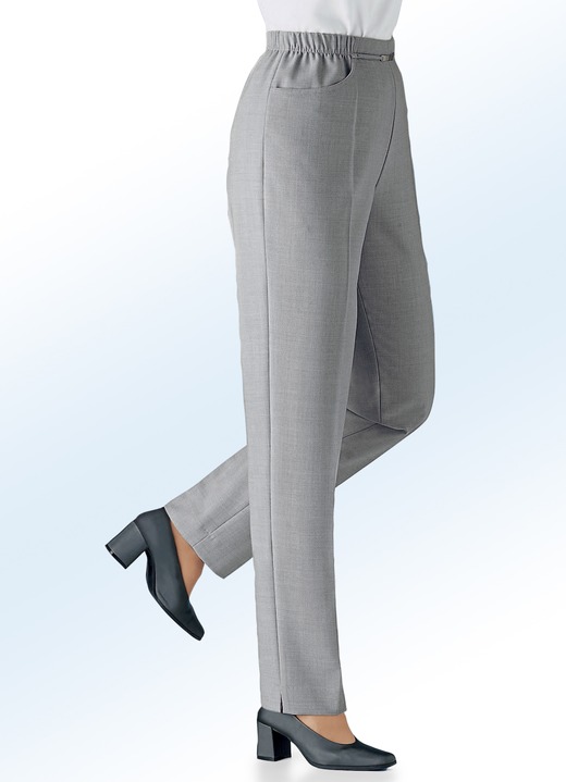 Broek met knoop- en ritssluiting - Pull-on broek in 11 kleuren, in Größe 019 bis 235, in Farbe LICHTGRIJS GEM. Ansicht 1