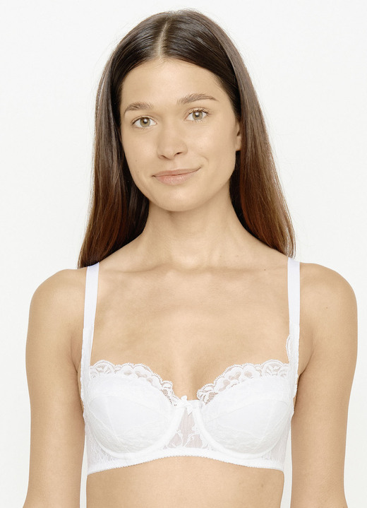 Beugel-BH - Susa dirndl bh met buitenbandjes, in Größe 070 bis 095, in Cup A, in Farbe WIT Ansicht 1