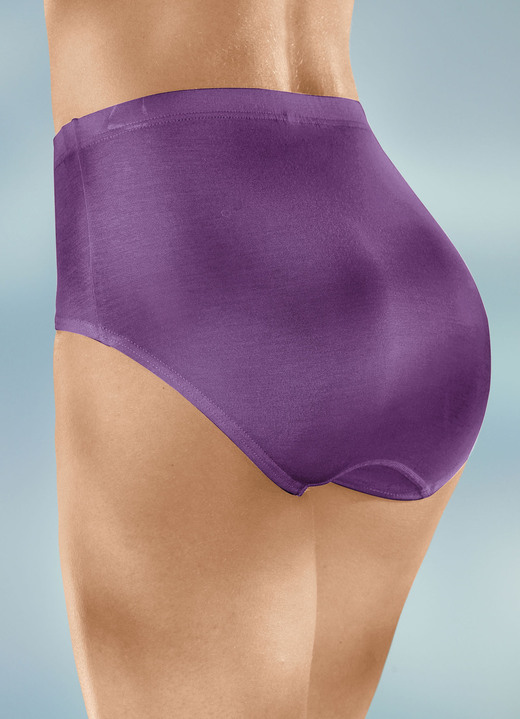Slip - Vier-pack slip met elastische tailleband, in Größe 038 bis 054, in Farbe 2X PAARS, 2X ZWART Ansicht 1