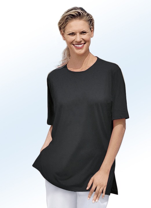 Korte mouw - Shirt in 4 kleuren, in Größe 038 bis 054, in Farbe ZWART Ansicht 1