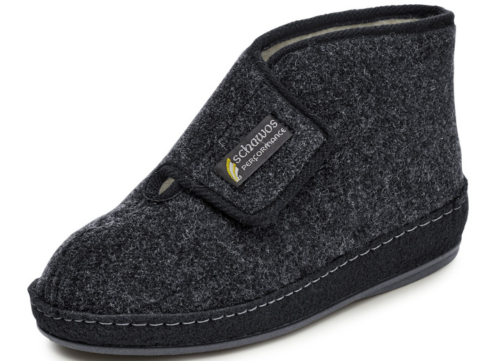 Huisschoenen - Gevoerde herenpantoffels, met nieuwe wol Huisschoenen - Gevoerde herenpantoffels, met nieuwe wol, in Größe 040 bis 047, in Farbe ANTRACIET-ZWART