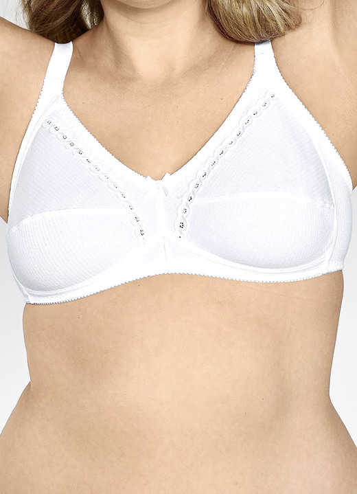BH dubbel pakket - Naturana two-pack bh met decoratieve kanten band in de cups, in Größe 075 bis 100, in Cup B, in Farbe 2X WIT Ansicht 1