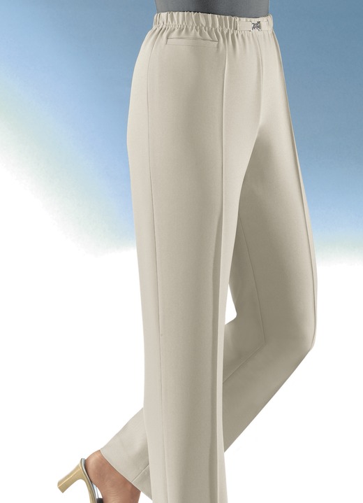 Broeken met elastische band - Pull-on broek in 8 kleuren, in Größe 019 bis 054, in Farbe LICHTBEIGE Ansicht 1