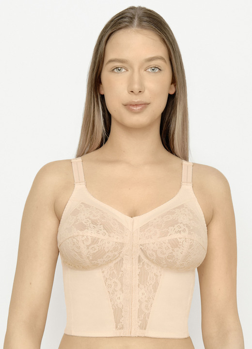 BH met voorsluiting - Susa bh in lang model, met sluiting aan de voorkant, in Größe 085 bis 125, in Cup A, in Farbe HUIDKLEURIG Ansicht 1