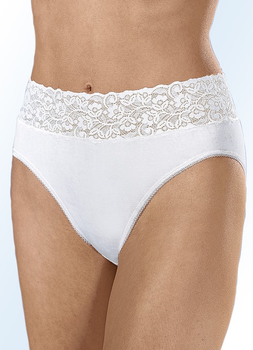 Slip - Vier-pack slip met elastische tailleband, in Größe 036 bis 050, in Farbe WIT