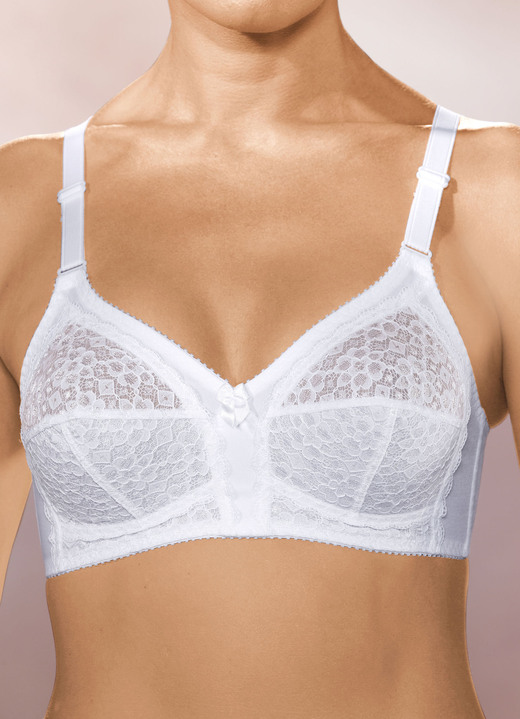 Soft-BH - Beha met gevoerde kanten cups, in Größe 075 bis 110, in Cup A, in Farbe WEISS Ansicht 1