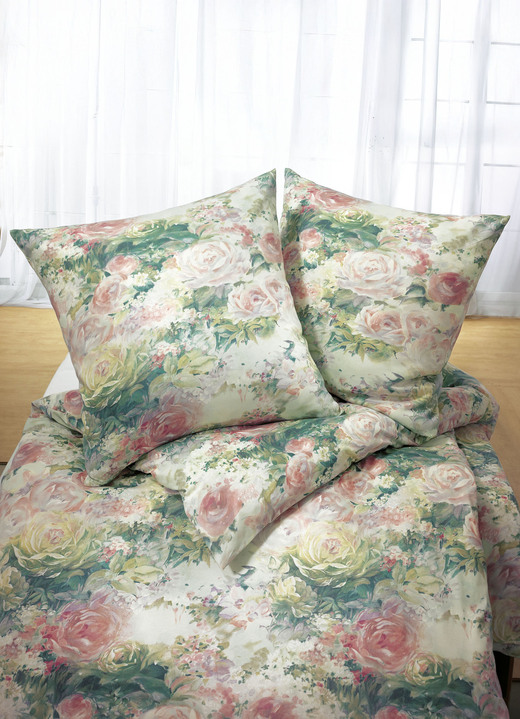 Beddengoed - Beddengoedset in verschillende kwaliteiten, in Größe 012 (80/80 cm + 135/200 cm) bis 121 (Kussensloop, 40 x 80 cm), in Farbe ROSÉ-GROEN Ansicht 1