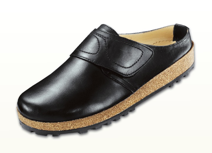 Comfortschoenen - Haflinger leren klomp van zacht rundleer, in Größe 036 bis 042, in Farbe ZWART Ansicht 1