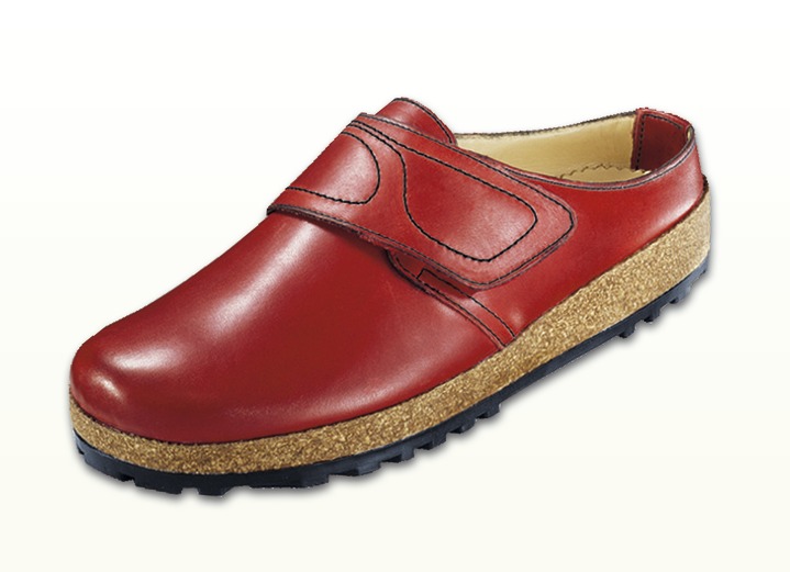 Comfortschoenen - Haflinger leren klomp van zacht rundleer, in Größe 036 bis 042, in Farbe ROOD Ansicht 1