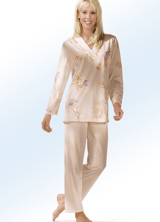 Pyjama met V-hals en lange broek