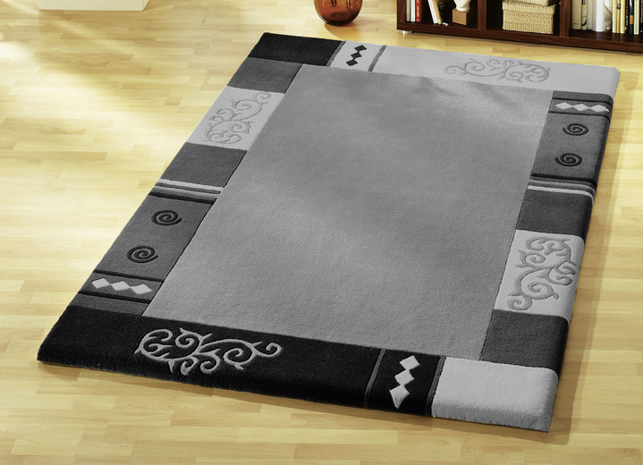 Klassiek - Handgetufte bruggen, vloerkleden en bedrokken, in Größe 103 (Brug, 60 x 90 cm) bis 325 (slaapkamermat, 3-delig), in Farbe GRIJS Ansicht 1