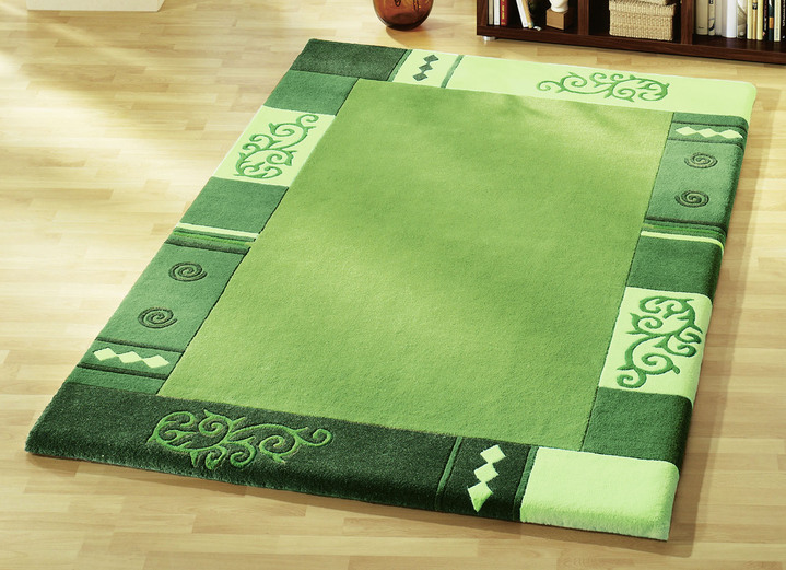 Klassiek - Handgetufte bruggen, vloerkleden en bedrokken, in Größe 103 (Brug, 60 x 90 cm) bis 325 (slaapkamermat, 3-delig), in Farbe GROEN Ansicht 1