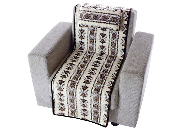 Grand foulards - Licardo woonaccessoires gemaakt van scheerschapenwol, in Farbe MET PATROON, in Ausführung Fauteuilbeschermer met minikussen Ansicht 1