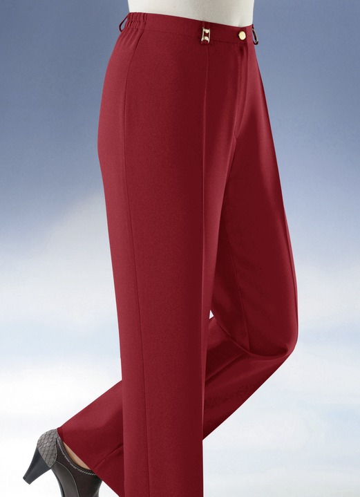 Broek met knoop- en ritssluiting - Broek met bredere tailleband in 9 kleuren Broek met knoop- en ritssluiting - Broek met bredere tailleband in 9 kleuren, in Größe 019 bis 245, in Farbe ROOD