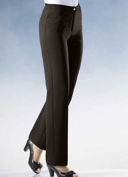 - Broek met comfortabele elastische tailleband - Broek met comfortabele elastische tailleband, in Größe 019 bis 058, in Farbe DONKERBRUIN
