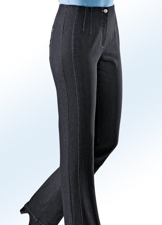 Jeans - Jeans met bijgesneden tailleband, in Größe 019 bis 096, in Farbe ZWART Ansicht 1
