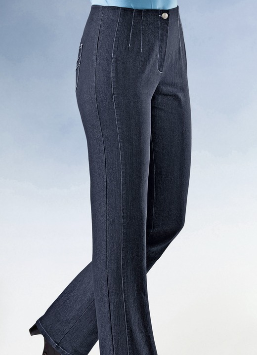 Jeans - Jeans met bijgesneden tailleband, in Größe 019 bis 096, in Farbe DONKERBLAUW Ansicht 1