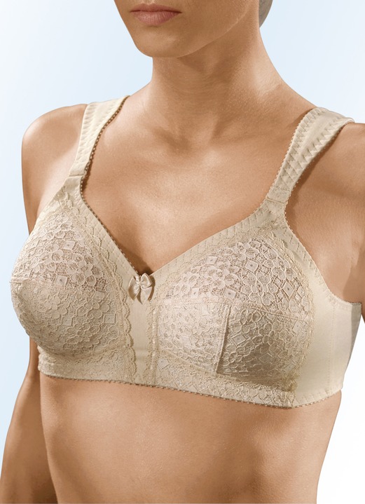 Soft-BH - Formaat bh met kanten cups eronder, in Größe 080 bis 120, in Cup G, in Farbe HUIDKLEURIG