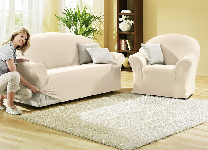 Grand foulards - Beschermende stretchhoezen voor fauteuils en banken, in Größe 101 (Fauteuilhoes) bis 108 (Krukhoes), in Farbe NATUREL Ansicht 1