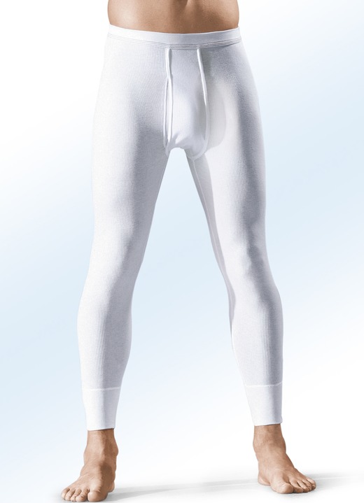 Winter- & speciaal ondergoed - Hermko dubbele ribbroek met gulp, twee stuks, wit Winter- & speciaal ondergoed - Hermko dubbele ribbroek met gulp, twee stuks, wit, in Größe 005 bis 013, in Farbe WIT