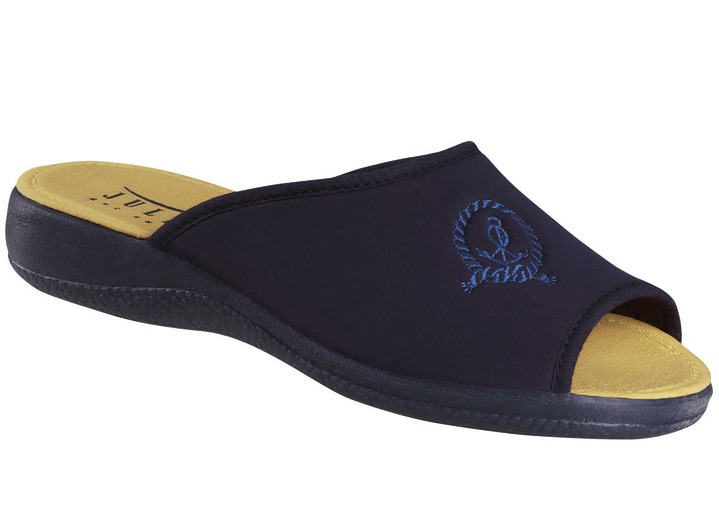 Sandalettes & slippers - Comfortabele en trendy stretchmuiltjes, in Größe 036 bis 042, in Farbe BLAUW Ansicht 1
