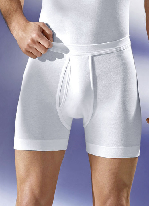 Onderbroeken - Schiesser onderbroek van fijne rib met gulp, wit, in Größe 005 bis 009, in Farbe WIT Ansicht 1