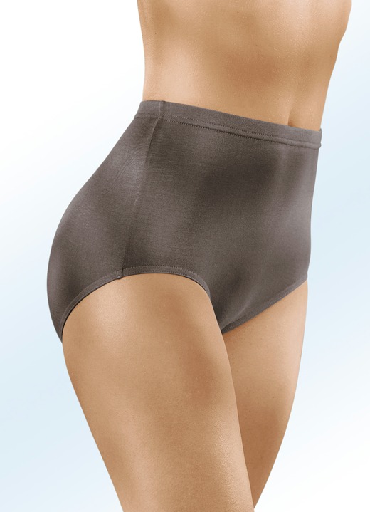 Slip - Verpakking van vier slips met elastische tailleband, in Größe 038 bis 056, in Farbe 2x TAUPE, 2x ROOKBLAUW Ansicht 1
