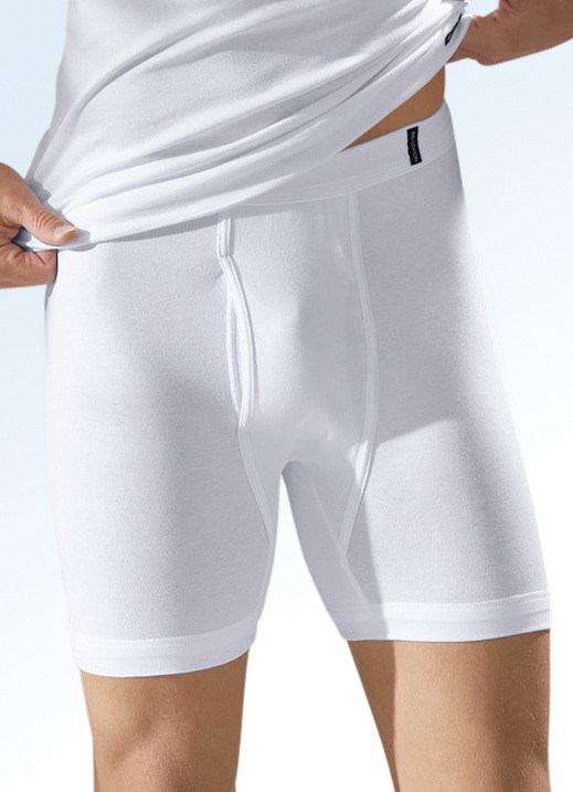 Onderbroeken - Tweedelige fijne ribbroek met gulp, wit, biologisch katoen Onderbroeken - Tweedelige fijne ribbroek met gulp, wit, biologisch katoen, in Größe 005 bis 013, in Farbe WIT