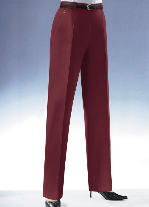 Broek met knoop- en ritssluiting - Klassieke broek, in Größe 018 bis 245, in Farbe ROBIJNROOD