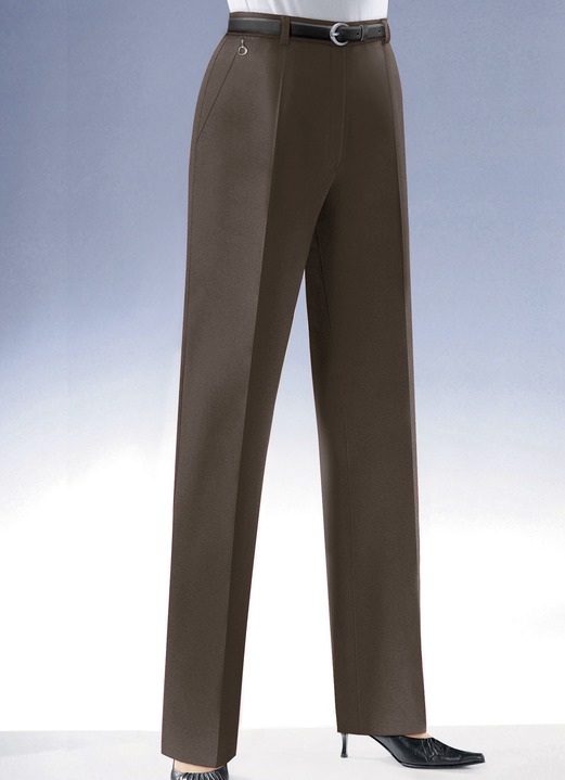 Broek met knoop- en ritssluiting - Klassieke broek, in Größe 018 bis 245, in Farbe DONKERBRUIN Ansicht 1