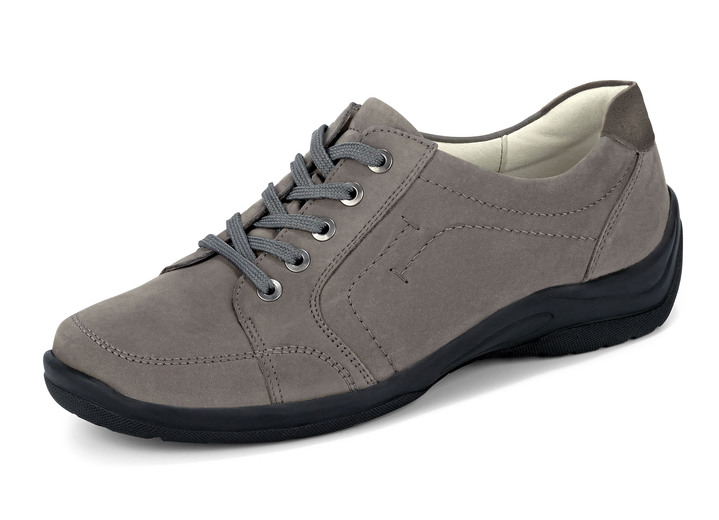 Breedte H - Waldläufer, comfortabele dames veterschoenen, breedte H, met uitneembaar voetbed, in Größe 3 1/2 bis 8, in Farbe STEENGRIJS Ansicht 1