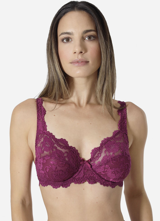 BH dubbel pakket - Sassa two-pack beugelbeha van elastische kant, in Größe 075 bis 100, in Cup B, in Farbe 1X WIJNROOD, 1X POEDER Ansicht 1