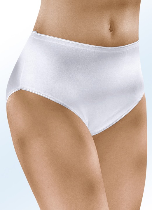 Slip - Verpakking met vijf slips met elastische boorden, in Größe 038 bis 060, in Farbe WIT