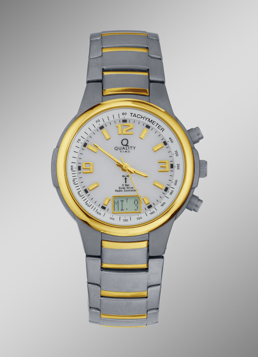 - Elegant radiogestuurd solar herenhorloge van het merk Quality Time - Elegant radiogestuurd solar herenhorloge van het merk Quality Time, in Farbe