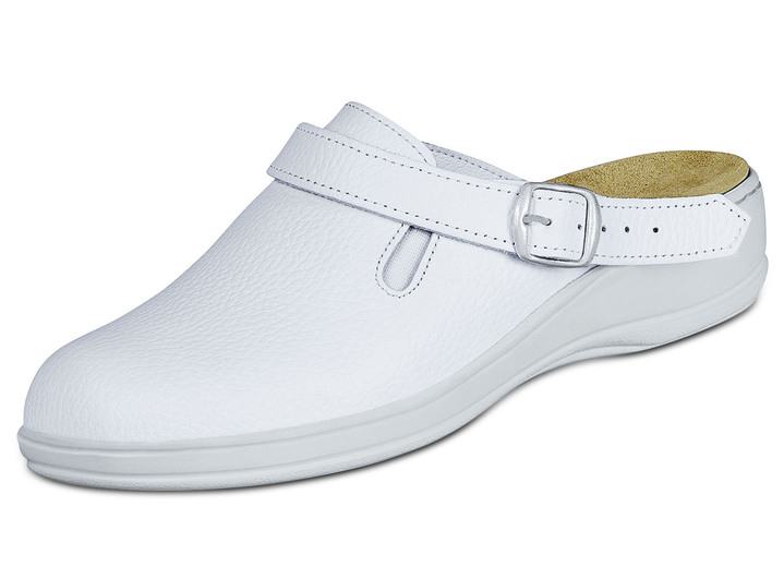 Sandalettes & slippers - Leren damesklomp, in Größe 036 bis 042, in Farbe WIT Ansicht 1