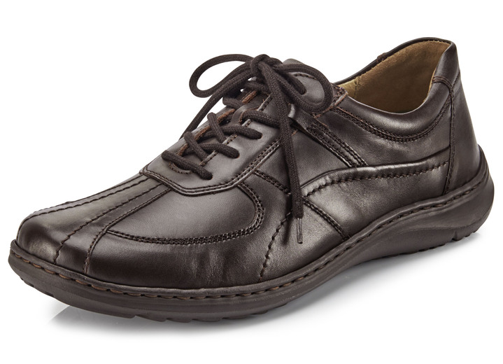 Instappers & veterschoenen - Waldläufer, comfortabele heren veterschoenen, breedte H, met uitneembaar voetbed Instappers & veterschoenen - Waldläufer, comfortabele heren veterschoenen, breedte H, met uitneembaar voetbed, in Größe 10 bis 9 1/2, in Farbe DONKERBRUIN