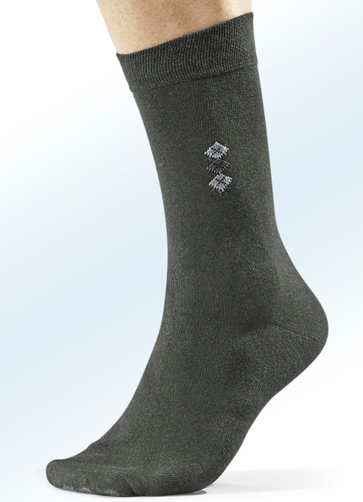 Kousen - Acht stuks sokken met platte genaaide teen Kousen - Acht stuks sokken met platte genaaide teen, in Größe M. 1 (Schoenmaat 39-42) bis M. 3 (schoenmaat 47-50), in Farbe 4x ANTRACIET MET MOTIEF, 4x UNI ANTRACIET