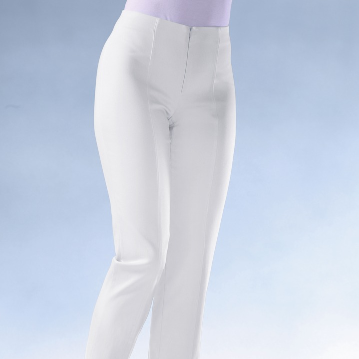 Broek met knoop- en ritssluiting - Zachte stretchbroek in 11 kleuren, in Größe 018 bis 235, in Farbe WIT Ansicht 1