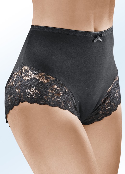 Slip - Set van drie slips met elastische kant, in Größe 036 bis 052, in Farbe ZWART Ansicht 1