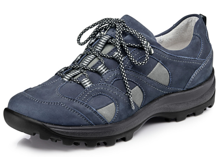 Breedte H - Waldläufer, sportieve dames veterschoenen, breedte H, met uitneembaar voetbed, in Größe 4 1/2 bis 9, in Farbe MARINE-GRIJS Ansicht 1