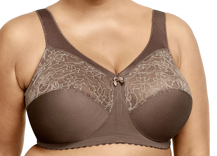 Soft-BH - Glamorise ondersteunende bh met kant, in Größe 080 bis 130, in Cup F, in Farbe MOKKA Ansicht 1