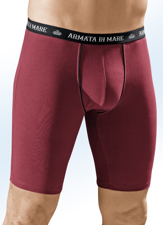 Onderbroeken - Set van drie lange broeken, met elastische tailleband, contrasterende biezen Onderbroeken - Set van drie lange broeken, met elastische tailleband, contrasterende biezen, in Größe 004 bis 010, in Farbe 1X BORDEAUX, 1X MARINE, 1X ZWART
