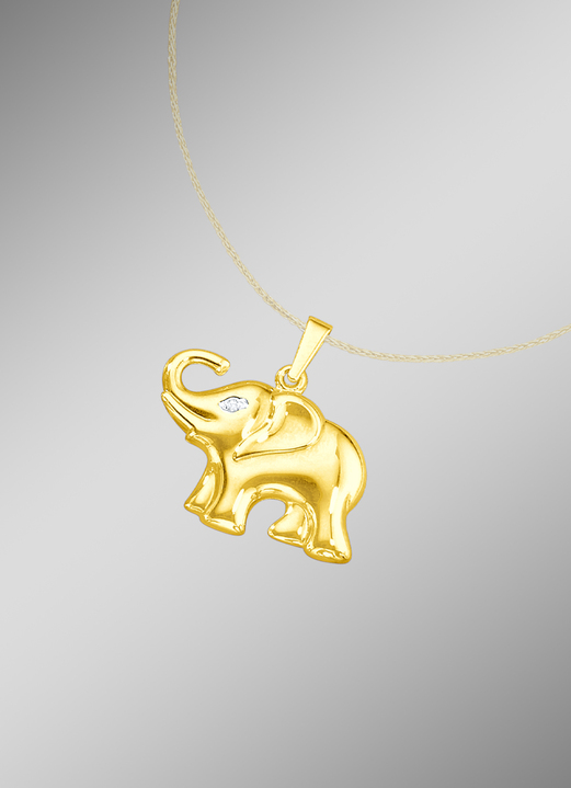 Hangers - Olifant-kettinghanger met diamant, in Farbe