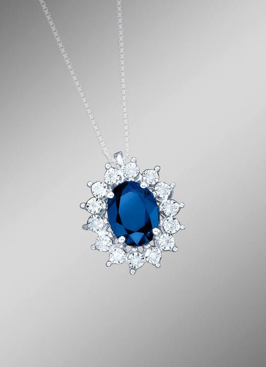 Kettinghanger - Kettinghanger met echte saffier en diamanten, in Farbe