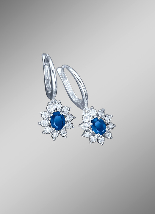 Oorsieraad - Oorbellen met echte saffier en diamanten, in Farbe