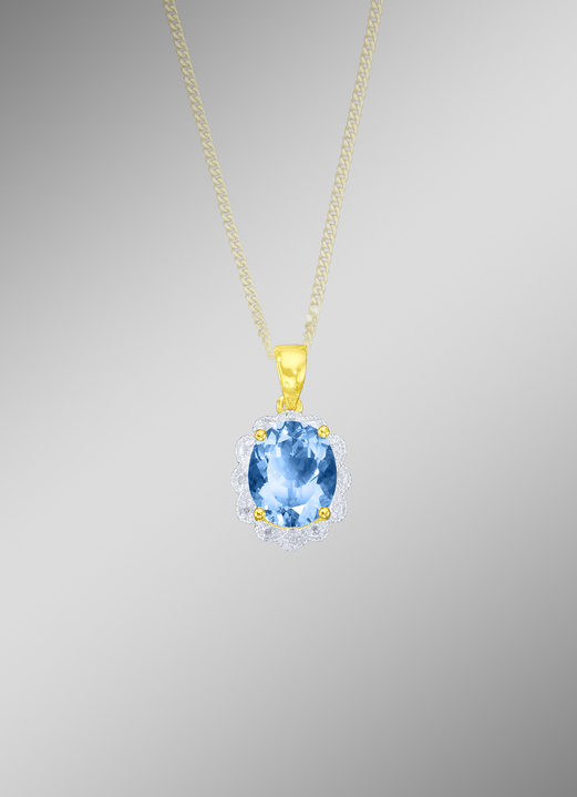 Kettinghanger - Massieve kettinghanger met blauwe topaas en diamanten, in Farbe