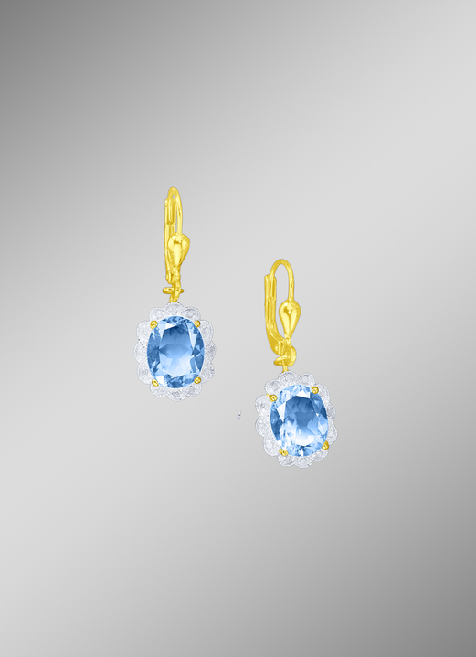 Oorsieraad - Oorbellen met echte blauwe topaas en diamanten, in Farbe