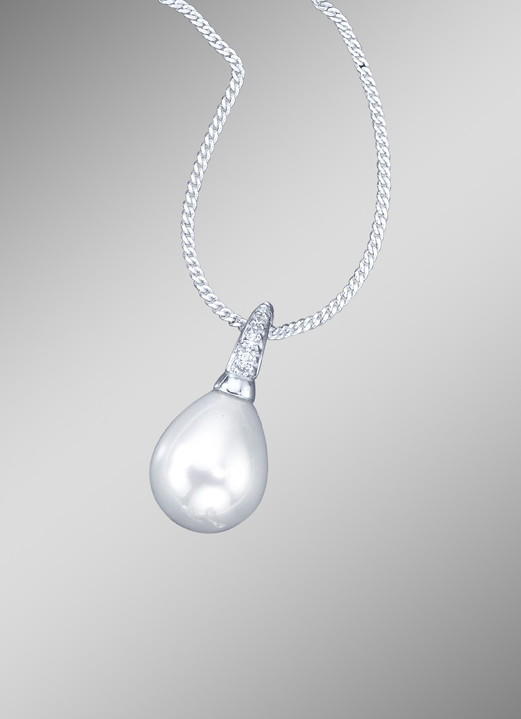 Kettinghanger - Hanger met ketting en grote schelppareldruppel, in Farbe